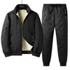 Traje de deportes de invierno transfronterizo con forro polar, cálido y grueso, con bolsillos con cremallera y diseño de cordón, adecuado para el uso diario casual