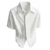2026 Verano Más Vendido Estilo Old Money Moderno Texturizado Transpirable Nuevo Estilo Chino Color Sólido Cuello Camisero Manga Corta Camiseta