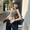Chaleco Corto con Borlas de Moda Estilo Americano para Mujer con Almohadillas en el Pecho, Corte Ajustado, Top Exterior Corto Adelgazante, Tendencia