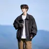 Chaqueta de Trabajo con Bloques de Color Retro Americano Solapa Talla Grande para Hombre Diseño de Primavera y Otoño Aspecto Desaliñado Atractivo Versátil Abrigo de Trabajo
