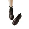 Parece Pisar em Merda! Mocassins de Couro Jk Retrô Britânicos com Bico Redondo, Solado Grosso e Velcro