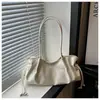 Moda de Viaje Estilo Coreano 2026 Nueva Bolsa de Hombro Grande de Lona Plegada con Cordón Casual Simple Elegante