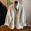 Trench coat estilo coreano com gola alta para mulheres, novo modelo primavera e outono 2026, forro xadrez casual solto, casaco de comprimento médio super popular