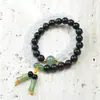 Pulsera estilo palacio oro nanyuan cuentas redondas diy garra de gato doble anillo jade Hetian para hombre y mujer simple Mori al por mayor