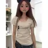 Camiseta Elegante Juvenil de Manga Corta Ajustada para Mujer Primavera y Verano 2026 Nuevo Modelo Gris Cuello Redondo Hombro Normal Top Estudiante