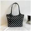 Bolsa de Lona Casual Estilo Coreano con Lunares para Mujer, Bolso de Hombro Ligero Versátil Retro, Bolso de Mano de Diseño de Nicho para Viajes Diarios