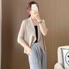 Cardigan plissado da moda, blusa feminina primavera e outono, novo casaco casual de lapela curta de alta qualidade para outono, combina com todas as mulheres