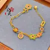 Nueva Pulsera de Flores Rueda Dopamina Color Retro Estilo Chino Niche Simple de Alta Gama Versátil Pulsera con Goteo de Aceite para Mujer