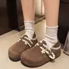 Sapatos Slip-On de Couro Espesso Estilo Floresta para Mulheres, Nova Moda Outono e Inverno 2025 Versátil Confortável Casual Sapatos Birkenstock para Mulheres