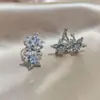Design de nicho super flash micro cravejado com zircônia estrela de cinco pontas clipe de osso da orelha personalidade sem furo na orelha brincos ajustáveis de estrela dupla