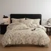 2026 Novo Modelo Conjunto de Quatro Peças Estilo Botão de Algodão e Linho Série Folha de Videira Verde Conjunto de Três Peças para Cama de 1,2m