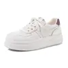 Novedad Primavera y Otoño Zapatillas Blancas de Piel de Vaca para Mujer, Zapatos Deportivos Estilo Coreano para Mujer, con Plataforma para Aumentar Altura, Ligeros, Suela Gruesa, Zapatillas Casuales
