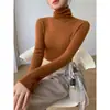 Suéter de cuello alto suave y cómodo para mujer, nuevo estilo otoño/invierno 2026, popular prenda base ajustada, top de punto de cuello alto para mujer
