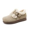 [Personalizado] Br091 Zapatos de Invierno Cálidos para Mujer Otoño Invierno 2024 Color Puro Zapatos de Algodón Forrados de Vellón Suela Gruesa Simple y Casual