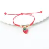 Pulseira de Casal Cordão Vermelho Benmingnian Feminina DIY Morango Cereja Cordão de Mão Tecido Namorada Crianças Estudantes Presente Joia