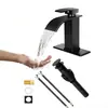 Grifo de Lavabo de Cascada Negro Personalizado Transfronterizo Grifo para Lavabo de Baño Caliente y Frío Grifo para Lavabo de Encimera Agua en Cascada