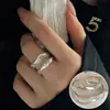Anillo de Frijol Irregular Pequeño y Exquisito para Mujer, Simple, Moderno y Versátil, Anillo Abierto Apilable, Tendencia de Anillo de Dedo Índice de Nicho