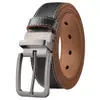 Cinturón de Cuero para Hombre con Hebilla de Aleación de Zinc, Nuevo Cinturón Versátil de Cuero Genuino de Talla Grande, Cinturón Giratorio Transfronterizo para Pantalones, Moderno