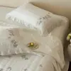 Sensación de sanación en el dormitorio~ Juego de colcha acolchada de tres piezas 100% algodón lavado con arena, cara y reverso de algodón puro, acolchado de algodón engrosado, sábana, cuatro estaciones