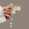 Orquídea lírio rabo de cavalo alto clipe artefato fixo grampo de cabelo feminino parte de trás da cabeça rosa franja bola cabeça grampo de cabelo