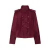 Comercio Electrónico Transfronterizo Estilo Europeo y Americano Ropa de Mujer ZA AliExpress Más Vendido Botón Dorado Camisa de Botones Chaqueta Doble Botonadura Abrigo