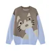 Suéter Casual para Hombre para Primavera y Otoño, Diseño Divertido y Único de Dibujos Animados de Gatos, Jersey de Punto con Cuello Redondo de Contraste de Color y Mangas Largas, Moda Urbana
