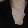 Collar de Luna con Circonita de Hada Súper~Diseño de Nicho Ins Luna Creciente Súper Brillante Cadena para Clavícula de Lujo Ligero con Nácar 2026 de Moda