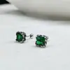 Brincos de tarracha em prata de lei s925 novo estilo coreano Zircônia verde design simples de nicho moda tendência versátil ins