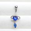 Novo Prego de Umbigo de Aço Inoxidável Transfronteiriço Pingente de Safira Natural Botão de Umbigo Anel de Umbigo da Moda Joias para Piercing