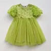 Vestido de Niña de Manga Mariposa con Volantes Vestido de Princesa de Malla Vestido de Princesa de Tul para Niña