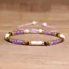 Pulseira Trançada de Contas de Olho de Tigre Ametista Pulseira Exquisita da Moda Feminina Pulseira Ajustável de Pedra Natural