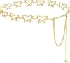 Corrente de cintura feminina estilo boho transfronteiriça, acessório de cintura em corrente de camada única em formato de coração com padrão de prata antiga versátil, cinto fino