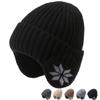 Gorro de invierno con forro polar, de lana gruesa, tejido a mano, para ciclismo al aire libre, cálido, con protección para los oídos, resistente al frío, para hombre, venta al por mayor