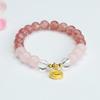 Pulsera de Cristal Rosa Natural Guan Yu Pulsera de Cristal de Fresa Pulsera de Dragón Auspicioso Joyería del Año del Dragón Venta al por Mayor Dropshipping S4022307