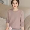 Suéter da Mamãe 2025 Outono Novo Estilo Chinês Camisa para Mulheres de Meia-Idade e Idosas Primavera e Outono Malha Base Top Conjunto