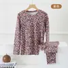 Conjunto de Roupa Íntima Térmica Outono/Inverno para Mulheres de Meia-Idade e Idosas, Tops e Calças Térmicas Engrossadas para Mães