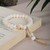 Pulsera de un círculo con cuentas redondas de jade blanco natural, bodhi, manzana y buda para hombres y mujeres, pareja, linda pulsera de pata de gato, joyería