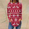Nova camiseta pullover feminina de manga longa com estampa digital para a primavera de 2023, gola redonda, corte solto, casual, camiseta estampada de Natal