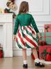 Vestidos Transfronterizos para Niñas, Ropa Navideña, Vestidos para Niños, Mangas Largas con Estampado de Caramelo, Faldas Cortas Abullonadas