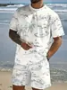 Conjunto de Dos Piezas de Camiseta de Manga Corta y Shorts con Estampado Digital 3D para Hombre Verano 2026 Transfronterizo Europeo y Americano de Amazon