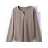 Camiseta Interior de Manga Larga con Cuello en V y Botones para Mujer 2026 Otoño/Invierno Nuevo Espesada con Felpa Suave y Lisa Amigable con la Piel Top Base para Mujer