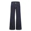 Pantalones acampanados básicos de mezclilla para hombre, pantalones largos casuales de estilo hippie moderno con costuras visibles, pantalones de campana de corte holgado