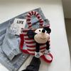 Bolsa de Accesorios 2026 Nuevo Estilo Japonés Lona Rayas Muñeco de Dibujos Animados Lindo Gran Capacidad Bolso Tote Cruzado para Padres e Hijos
