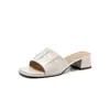Sandalias de tacón grueso sin cordones Zhr para mujer 2026 Verano Nuevas Sandalias de vestir sin cordones estilo francés Zapatos de playa elegantes