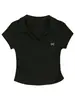 Camiseta de Verano de Algodón Puro de Manga Corta para Mujer Talla Grande, Diseñada con Cuello Polo, Corte Ajustado, Hombro Normal, Top Favorecedor