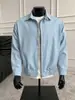 Chaqueta Casual de Rayas Azules y Blancas Estilo Americano para Hombre, Abrigo Holgado Versátil de Otoño para la Calle, Top Casual Versátil de Marca de Moda para Pareja