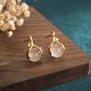 Pendientes de Aguja de Plata 925 Estilo Chino con Calcedonia Natural, Diseño de Brote de Frijol Pequeño, Pendientes Versátiles para Mujer, Ágata Artística Retro