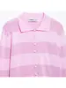 Blusas transfronterizas marca Z estilo europeo y americano, decoradas con cuello redondo moderno, de venta popular en AliExpress, casual, manga corta, huecas, con rayas rosas, ZA