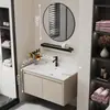 Nuevo Práctico Espacio Panal de Abeja Aluminio Gabinete de Baño Cerámica Integrado Lavabo Encimera de Lavabo Baño Apartamento Pequeño