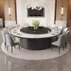 Mesa de Comedor Eléctrica de Hotel Placa de Roca Mesa Redonda Grande Restaurante Habitación Privada Hot Pot 15-20 Personas Mesa de Comedor Comercial de Alta Gama para el Hogar